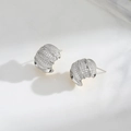 Silver croissant stud earrings featuring micro-paved sparkling cubic zirconia stones - Silver (A0728A)