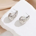 Pendientes de gota plateados con textura martillada irregular y un acabado metálico - Pequeño (3.2*1.9cm) / Plateado
