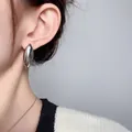 Orecchini a perno geometrici a marquise minimalisti in metallo argentato lucido da donna - Placcato Platino 18K / Argento