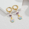 Cupcake pendant earring with purple natural stone and gold hoop detail - Purple Blue Cupcake