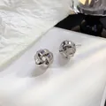 Eleganti orecchini a lobo a sfera intrecciata in argento placcato oro 18K di lusso - Argento