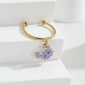 Gold open ring featuring a purple enamel crab charm on a minimalist white platform - Crab Style (M-R859) / Purple