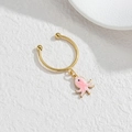 Golden hoop earring with a cute pink octopus charm on a minimalist stone surface - Octopus Style (M-R866) / Pink