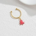 Gold stainless steel ring with a detailed pink octopus pendant from the ocean collection - Octopus Style (M-R866) / Red