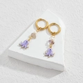 Detail of purple enamel octopus earrings with white pearl and semi-precious stone bead - Purple Octopus Style
