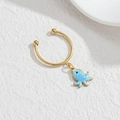 Golden open ring with a small blue octopus charm and textured finish for ocean lovers - Octopus Style (M-R866) / Blue