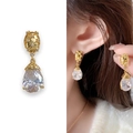 Elegante goldene Tropfenohrringe mit Zirkonia im Birnenschliff und Textur - Gold Stil (A0619A)