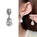Silberne Tropfenohrringe mit Zirkonia im Birnenschliff und Vintage-Filigran-Details - Silber Stil (A0619A)
