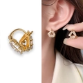 Triangle 18K gold-plated earrings with clear baguette-cut zircons in geometric design - Gold (A0239A)