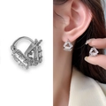 Chic silver triangle geometric huggie earrings with sparkling crystals for women - Silver (A0239A)
