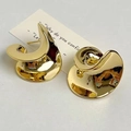 Polished 18k gold plated spiral stud earrings with elegant wave design for women - Gold (b325)