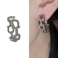 Elegant silver horseshoe buckle earrings with micro-pave cubic zirconia crystals - Horsehoof Buckle Chain Rhinestone Style (YS0607A) / 18K Gold / Silver
