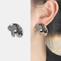 Minimalistische zilverkleurige sculpturale oorbellen met een strakke spiegelglans - Groot Zilver (YS0254C)