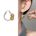 Moderne tweekleurige goud- en zilveren bol-oorringen met geometrische metalen bolaccenten - Koper Verguld Met 18K Echt Goud / Goud en Zilver Tweekleurig (A1101-03B)