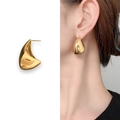 Vergulde druppeloorbellen met een hooggepolijste metallic spiegelglans voor dames - Koper Verguld Met 18K Echt Goud / Goud (A0262C)