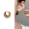 Orecchini a cerchio bicolore oro e argento, design minimalista e grosso per donne - Rame Placcato Oro Vero 18K / Oro e Argento