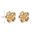 3.0CM gold flower stud earrings featuring textured petal design and blooming floral shape - Large Size/3.0cm / Gold