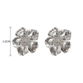 Chic silver floral studs featuring 3cm layered metallic petals with polished finish - Large Size/3.0cm / Silver