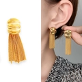 Orecchini pendenti a frange dorate con design a strati curvi di alta qualità - Oro