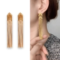 Élégantes boucles d'oreilles longues à pampilles plaquées or 18 carats pour femme - Cuivre Plaqué Or / Or (A1204-04C)