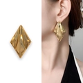 Chic 18K gold plated rhombic stud earrings with textured geometric design for women - Gold Plated Copper / Gold