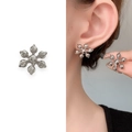 Minimalistische zilveren sneeuwvlok oorknopjes met kleine bolletjes in klassiek design - Verguld Koper / Zilver (A1302-04B)
