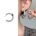Übertriebene silberne C-Reifenohrringe mit Zirkonia-Pavé und 3D-Rosenblütendetails - Vergoldetes Kupfer + Zirkon / Silber