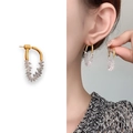 Créoles dorées avec pierres de zircone transparentes irrégulières pour femmes - Or (A0540A)
