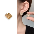 Elegant champagne heart-shaped zircon earrings with 18K gold plating for women - Gold Heart Style (A0538B)