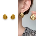 Pendientes de gota bañados en oro de 18K con diseño de hoja geométrica para mujer - Dorado