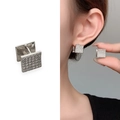 Stijlvolle zilveren vierkante oorringen met sprankelende zirkonia pavé voor dames - Zilver (A0529A)