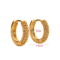 Detailed view of gold huggie earrings showing 1.42cm outer diameter and pave zircon setting - Pave Zirconia Style (A0931A) / Gold (A0931A)