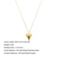 Dettaglio della collana cuore placcata oro 14K con catena 40+5cm e specifiche tecniche - Stile Cuore 3D Arrotondato Piccolo (A0266C)