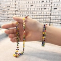 Detail of colorful faceted beaded necklace and bracelet set with 14K gold plating - Rainbow Faceted Beads Two-Piece Set (A0268B-1)