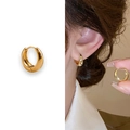 Chunky gold-plated round hoop earrings with high-polish finish and snap closure - Glossy Simple Style (A0932A) / Gold (A0932A)