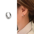 Polished silver plated copper hoop earrings with wide curved design for women - Glossy Simple Style (A0932A) / Silver (A0932A)