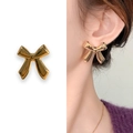 Poliert goldene Schleifen-Ohrstecker für Damen im minimalistischen Hip-Hop-Design - Gold