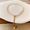 Franse vintage parelketting met gouden karabijnsluiting en verstelbare verlengketting - 6mm parel armband / Wit
