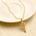 Exquisite gold-plated star cross necklace featuring sparkling marquise zircon accents - Gold Necklace (A0340B)
