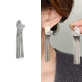 Elegantes pendientes de corazón plateados con borlas largas y pedrería en variante - Plateado