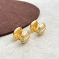 Detail van gouden geborstelde oorringen met een elegant verticaal ingelegde zirkonia-accent - Goud