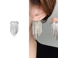 Silberne Herz-Quastenohrringe mit strukturierter Silber-Oberfläche und 18K Goldbeschichtung - Herz-Quasten-Stil (A0417C Silber) / Silber