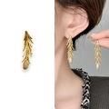 Golden pinecone-shaped tassel earrings with pavé zircons for an elegant floral look - Gold