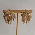 Fashionable gold-plated tassel earrings with sparkling rhinestones for a modern look - Rhinestone Chain Tassel (A0345A) / Gold