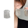 Silberne Vogelflügel-Ohrringe mit Quasten, 18K vergoldet und mit weißen Zirkonia - Flügel-Strass-Quasten-Stil (A0714A Silber) / Silber