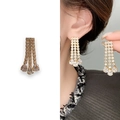 Elegant 18K gold-plated tassel earrings with drop-shaped cubic zirconia crystals - Gold