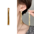 Long gold tassel earrings with clear crystals and sleek snake chain fringe details - Gold