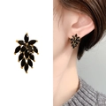 Elegant 925 silver stud earring with marquise-cut black zircon in gold plating - Gold Black Zirconia