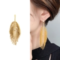Elegante vergoldete Perlen-Ohrhänger mit langen Quasten und glänzenden Kristallsteinen - Gold