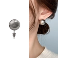 Minimalistische 925 zilveren bal oorknopjes met een geborstelde metaaltextuur - Zilver (A0454B)